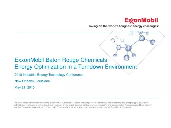 exxonmobil baton rouge chemicals energy optimization in a turndown environment