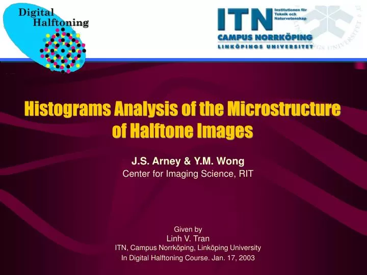 histograms analysis of the microstructure of halftone images