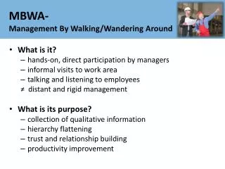 MBWA- Management By Walking/Wandering Around