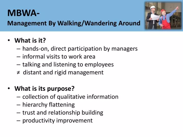 mbwa management by walking wandering around