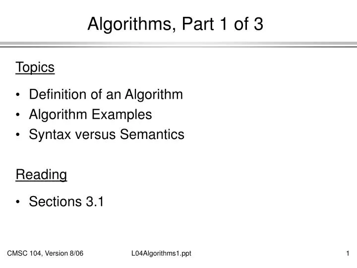 algorithms part 1 of 3
