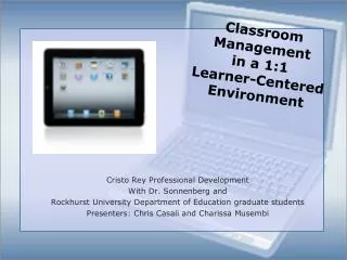 Classroom Management in a 1:1 Learner-Centered Environment