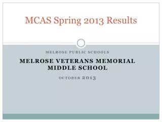 MCAS Spring 2013 Results