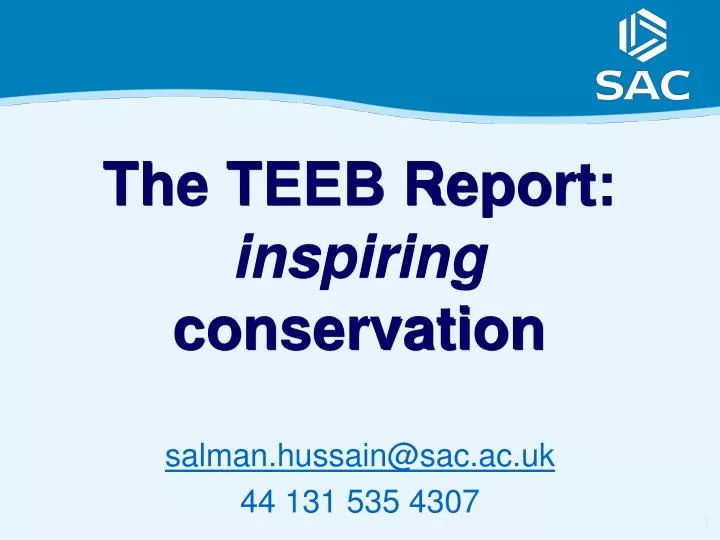the teeb report inspiring conservation