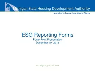 ESG Reporting Forms PowerPoint Presentation December 10, 2013