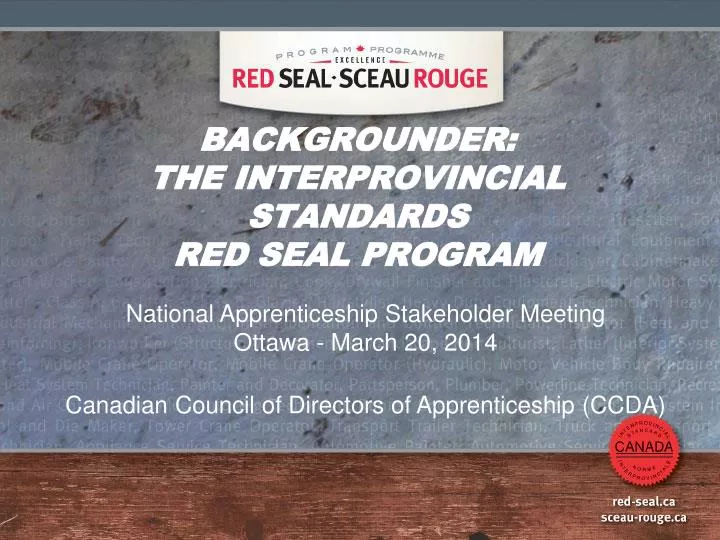 backgrounder the interprovincial standards red seal program