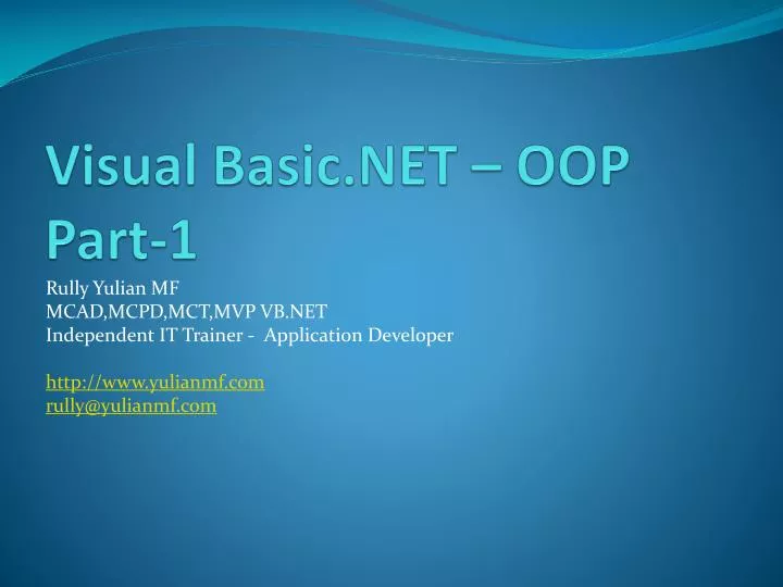 visual basic net oop part 1