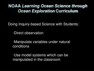 NOAA Learning Ocean Science through Ocean Exploration Curriculum