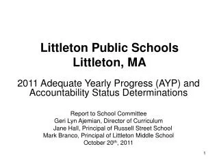 Littleton Public Schools Littleton, MA