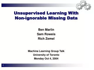 Unsupervised Learning With Non-ignorable Missing Data