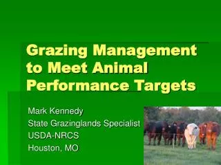 Grazing Management to Meet Animal Performance Targets