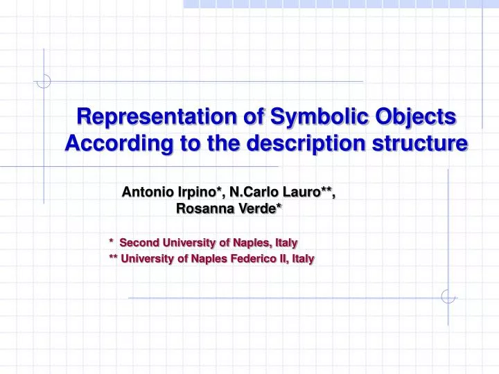 representation of symbolic objects according to the description structure