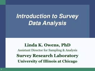 Introduction to Survey Data Analysis