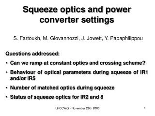 Squeeze optics and power converter settings