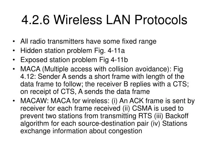 4 2 6 wireless lan protocols