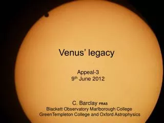C. Barclay FRAS Blackett Observatory Marlborough College
