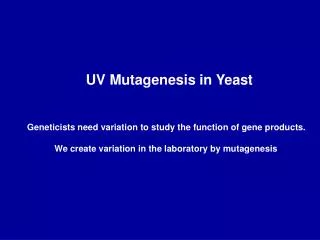 UV Mutagenesis in Yeast