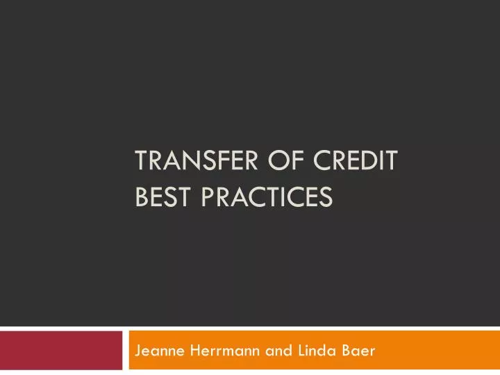 transfer of credit best practices
