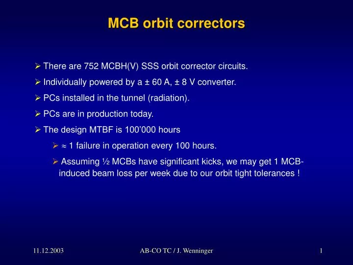 mcb orbit correctors