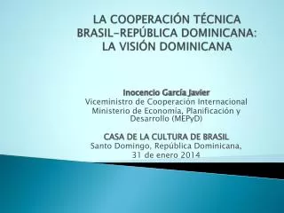 la cooperaci n t cnica brasil rep blica dominicana la visi n dominicana