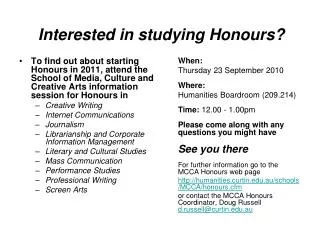 Interested in studying Honours?