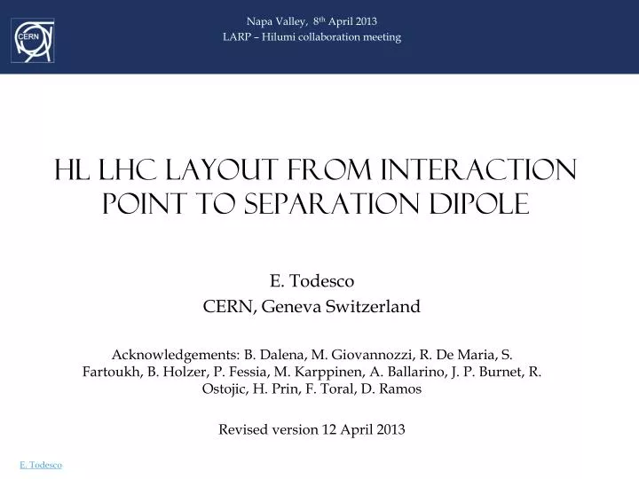 hl lhc layout from interaction point to separation dipole