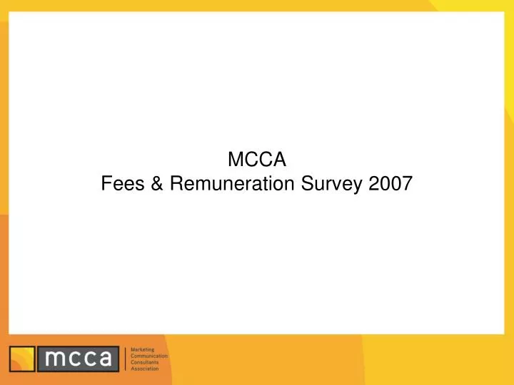 mcca fees remuneration survey 2007