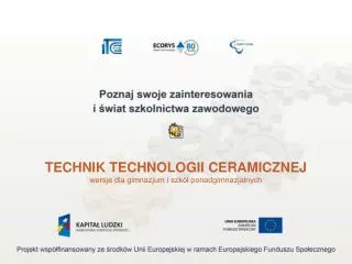 TECHNIK TECHNOLOGII CERAMICZNEJ wersja dla gimnazjum i szkół ponadgimnazjalnych