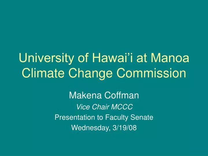 university of hawai i at manoa climate change commission