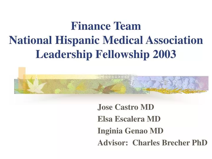 finance team national hispanic medical association leadership fellowship 2003