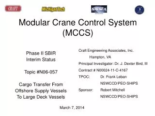 Modular Crane Control System (MCCS)