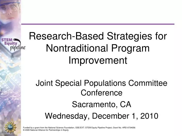 research based strategies for nontraditional program improvement
