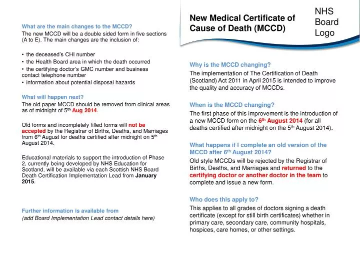 new medical certificate of cause of death mccd