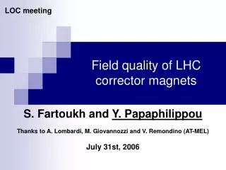 Field quality of LHC corrector magnets