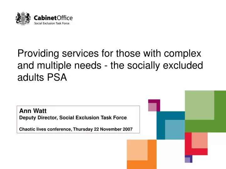 providing services for those with complex and multiple needs the socially excluded adults psa