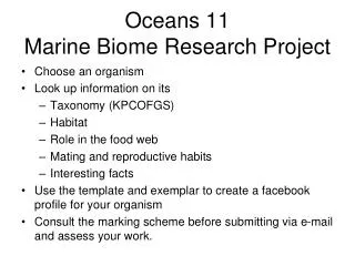 Oceans 11 Marine Biome Research Project