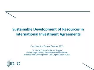Sustainable Development of Resources in International Investment Agreements