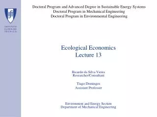 Ecological Economics Lecture 13