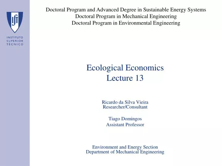 ecological economics lecture 13