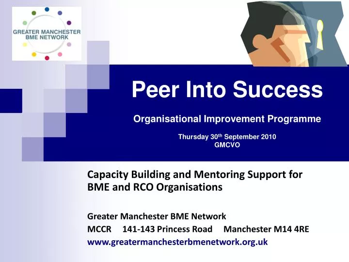 peer into success organisational improvement programme thursday 30 th september 2010 gmcvo