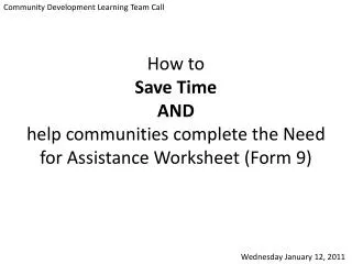 Community Development Learning Team Call