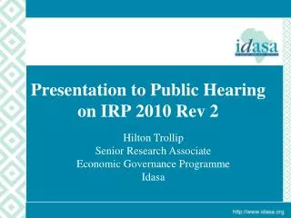 Presentation to Public Hearing on IRP 2010 Rev 2