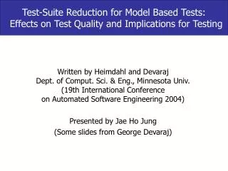 Test-Suite Reduction for Model Based Tests: Effects on Test Quality and Implications for Testing