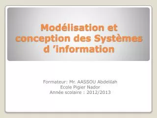 mod lisation et conception des syst mes d information