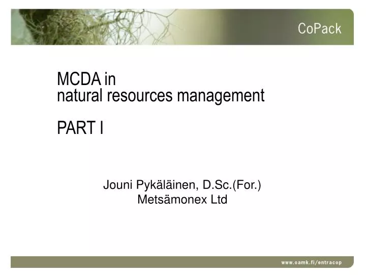 mcda in natural resources management part i