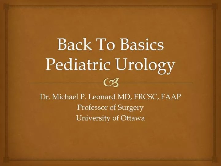 back to basics pediatric urology