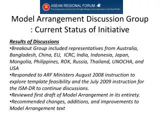Model Arrangement Discussion Group : Current Status of Initiative