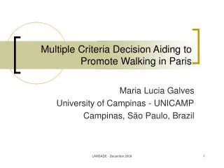 Multiple Criteria Decision Aiding to Promote Walking in Paris