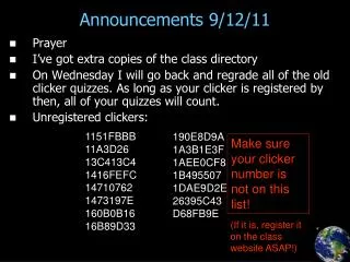 announcements 9 12 11