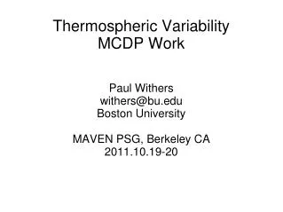 Thermospheric Variability MCDP Work
